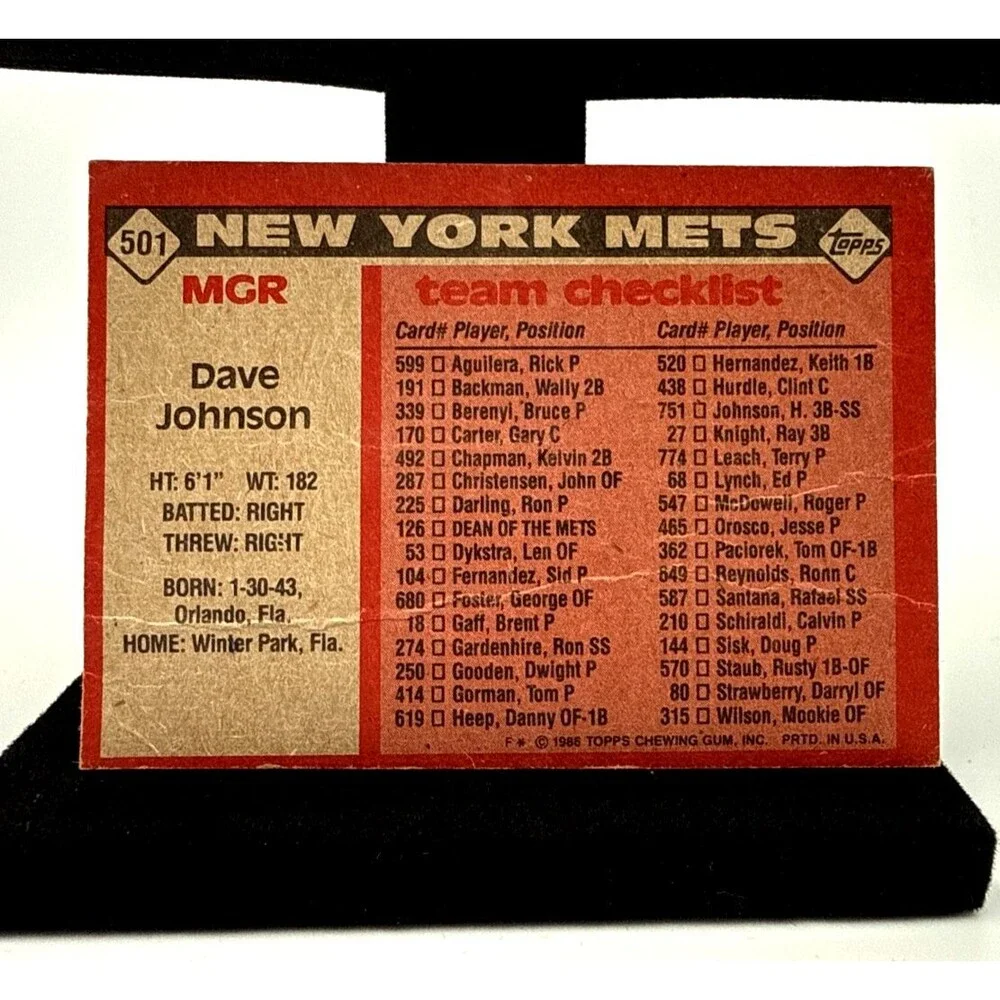 Sid Fernandez, Howard Johnson & Dave Johnson  Signed 1989 TOppdNY Mets 1986